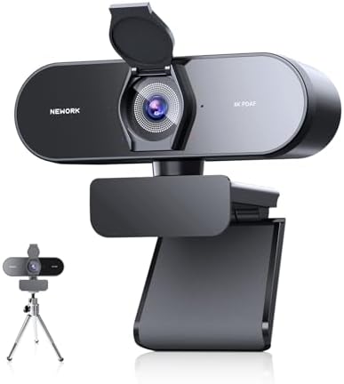 Ultra HD 4K Webcam for PC with Tripod, PDAF & CDAF Dual-autofocus, Face Cam by NEWORK