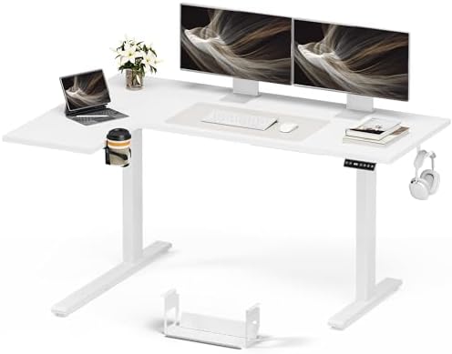 Muvai 71" L Shaped Standing Desk with Cable Tray, Reversible,White by Unknown