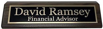 Personalized Desk Name Plate with Business Card Holder Slot, Metal Engraved (Walnut - No Card Holder) - Image 2
