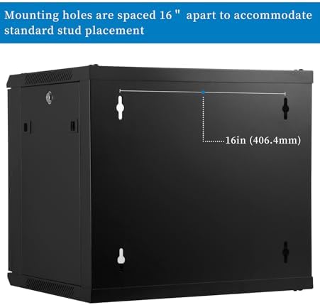 RackPath 9U Wall Mount Network Rack Cabinet – Quiet Cooling Fan, Locking Glass Door, 17.7" Deep (450mm), Removable Locking Side Panels, Fits 19" IT & A/V Equipment - Image 4