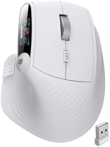 Transformers Vertical Ergonomic Mouse with LED Screen & Knob Control White by Transformers