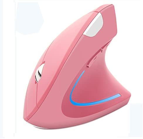 Wireless Mouse Ergonomic Vertical Mouse Ergo LED Light High Precision Optical Cordless Lightweight Mice Gift for Boy Girl Adults for PC Computer Laptop Mac Office,with Side Buttons, 800/1200/1600 DPI by SHARESUNSHINE