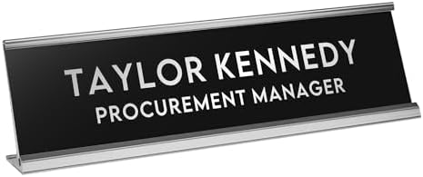 Custom Engraved Desk Plate | Personalized with your Name and Title | Perfect Decor for Office, Business, or Home | Multiple Font and Color Options | 2x8" or 2x10" (Black w/Silver Letters, 2x8") by 904Custom