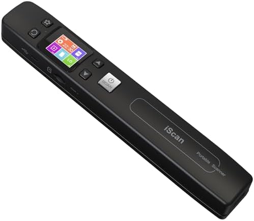 Portable Handheld Scanner Included 16G SD Card, Wand Scanner for A4 Documents Pictures Pages Texts Receipts Books Up to 1050DPI, Colorful LCD Display, Uploads Via USB Cable, No Driver by AUTENS
