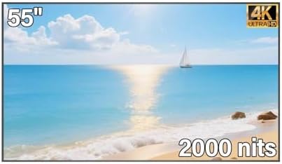 55inch 4K Digital Signage Display, 2000nits High Brightness, LCD Monitor Slim Fit Frameless Advertising Display, Wall Mount Digital Display, CMS Remote Publishing, 7/24 Timer Switch, Built-in Speaker by 360SPB