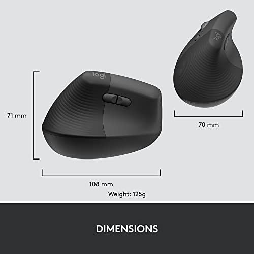 Logitech Lift for Business Vertical Ergonomic Mouse Left Handed - Graphite - Image 6