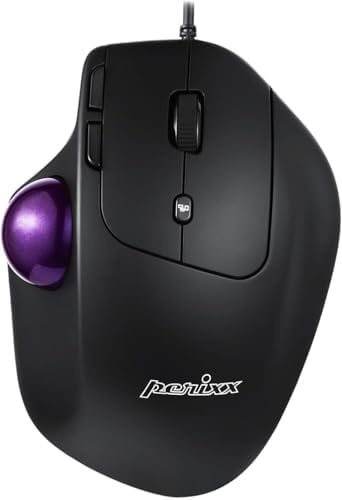 Perixx PERIMICE-520 Wired USB Ergonomic Programmable Trackball Mouse, Adjustable Angle, 8 Button Design, Black (PM-520-11447) by PerixxComputerGmbH
