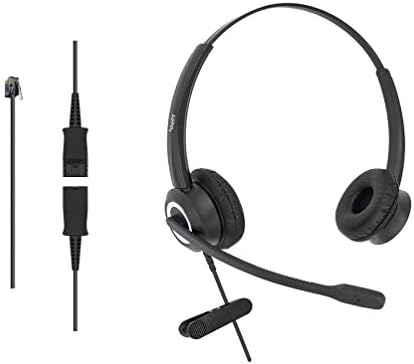 Office Phone Headset HD Voice for Aastra Allworx AltiGen Digium IPitomy Telephones, RJ9 & 3.5mm Adapter Cable (Binaural) by dailyheadset