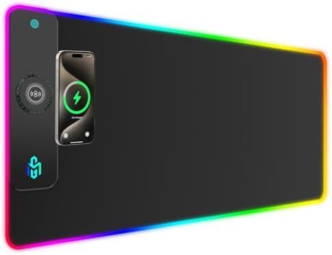 GIM Wireless Charging RGB Gaming Mouse Pad 15W, LED Mouse Mat 900x400x4MM, 10 Light Modes Extra Large Mousepad Non-Slip Rubber Base Computer Keyboard Mat for Gaming, MacBook, PC, Laptop, Desk by Unknown