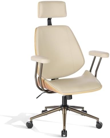High Back Ergonomic Office Chair, with Headrest & Arms, Beige by BERYTH