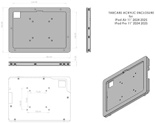 Anti-Theft Acrylic VESA Enclosure for Apple iPad Pro 11" 2024 M4 2025 M5 with Free Wall Mount Kit & 90-Degree Angle USB C Cable (Black) - Image 3