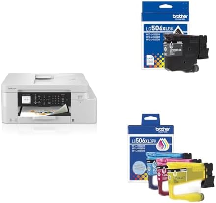Bundle of Brother INKvestment 4355 Color Inkjet All-in-One Printer (MFCJ4355DW) + Brother Genuine LC506XLBK High Yield Black Ink Cartridge + LC506XL3PK 3-Pack High Yield Color Ink Cartridges by Brother