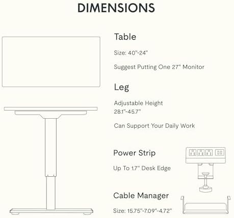FLEXISPOT EN2 40"x24" Whole-Piece Standing Desk with Power Strip, Maple - Image 6