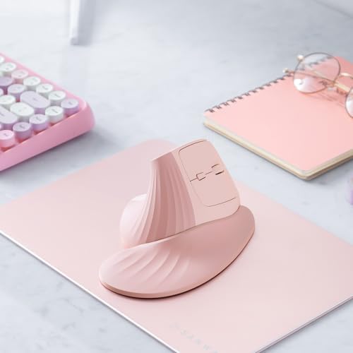 SANWA Wireless Ergonomic Mouse for Large Hands with Wrist Rest, Pink - Image 2