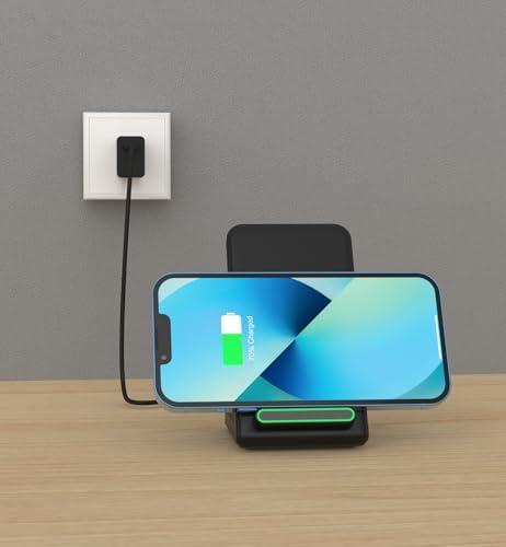 2 Pack Wireless Charger Stand, 15W Fast Wireless Charging Stand for Apple iPhone 17 16 15 14 13 12 11 XR Series, for Galaxy S25/S24/S23/S22/S21, for Google Pixel, for LG, and More. (Black_2Pack) - Image 3