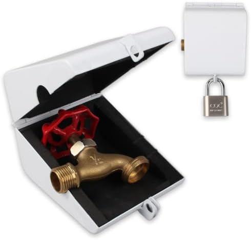 Outdoor Faucet Locking System with Padlock, White by MakeLifeSafer