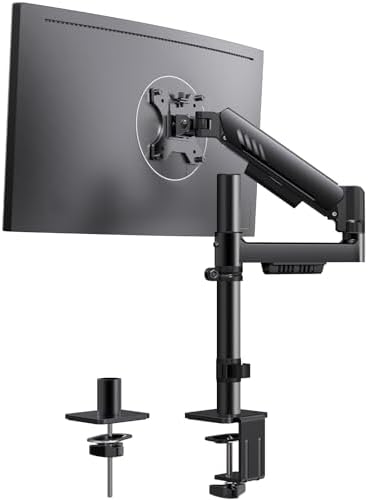 ErGear Single Monitor Arm, Adjustable Desk Gaming Monitor Mount for 13-34″ Screens, Up to 19.8 lbs, Enhanced Stability with Integrated C-Clamp, Upgraded Cable Management, Black by ErGear