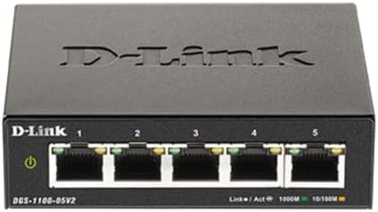 D-Link 5-Port Gigabit Smart Managed Ethernet Switch, L2, VLANs, QoS, IGMP Snooping, LAG, Web UI, Sturdy Metal with Shielded Ports, Desktop, Fanless, NDAA/TAA, Lifetime Product Coverage (DGS-1100-05V2) by D-Link
