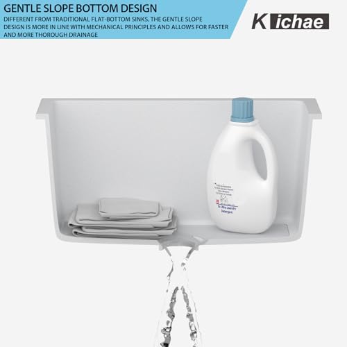 Kichae 12 Deep Undermount Laundry Sink White 24x18 Granite Composite Quartz - Image 5