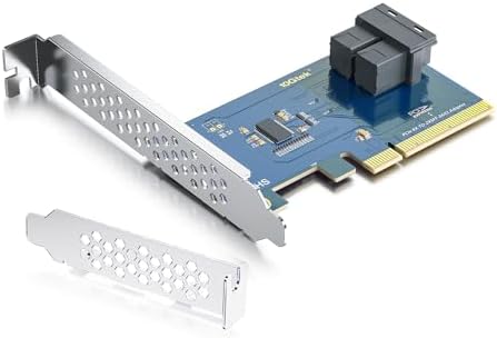 ipolex Dual Port U.2 NVMe SSD PCIe 3.0 X8 Adapter Card with SFF-8643 SAS Connector, Windows/Linux/VMware Compatible, Dual Bracket by ipolexUS