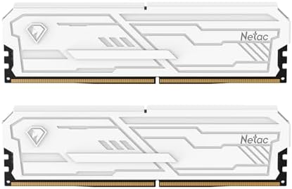 Netac DDR4 DRAM 32GB Kit16GBx2 C16 3200MHz XMP 2.0 Dual Channel RAM (PC4-25600) 1.35V 288-Pin Upgraded Aluminum Heat Sink Ideal for Gaming Computer Upgrade - Shadow III White by Netac
