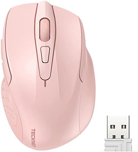 TECKNET Wireless Mouse, 2.4G Ergonomic Computer Mouse, 2600 DPI, Pink by Tecknet