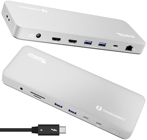 Plugable Thunderbolt 4 Dock for M4/M5 MacBook Air & Pro, 100W Charging by Plugable