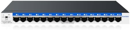 Goalake 16-Port Gigabit Easy Managed Switch for Small Business & Home Office – VLAN & QoS, Plug & Play, Fanless Metal, Desktop/Wall Mount by Goalake