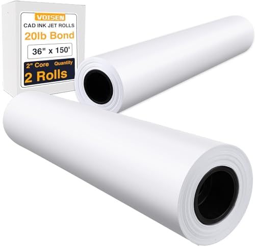 VOISEN Wide Format Paper, 2 Rolls Plotter Paper 36 In x 150 Ft by VOISEN
