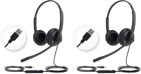 Yealink UH34 Wired Headset,USB-A,Noise Canceling Mic,in-Line Control,On-Ear (Pack of 2) by RedefineYourWorkplace