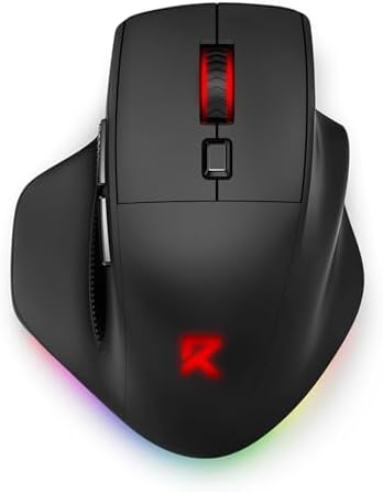 Redragon Large Wireless Gaming Mouse for Big Hands, Tri-Modes 2.4G/Bluetooth/Wired Rechargeable Ergo RGB Mouse with 2 Side Buttons, 6 Backlit Modes, Programmable Macro Gamer Mouse by REDRAGON