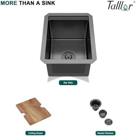 12x15 Inch Undermount Bar Sink, Workstation Gunmetal Black Bar Sink - Image 6