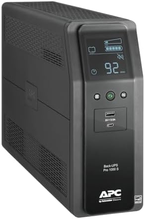 APC UPS 1000VA Sine Wave UPS Battery Backup & Surge Protector, Backup Battery Power Supply with AVR, (2) USB Charger Ports, BR1000MSR (Renewed) by Amazon+Renewed