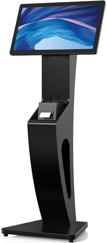 CTA Sleek Floor Stand Kiosk for Monitors – Floor Stand with Printer Slot 15" to 32" up to 60lbs - for Check-in & POS Stations & More - Black (ADD-LDSLEEK) by CTADigital