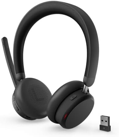 Lenovo Dual Mode Wireless ANC Headset 6550 with USB-A Receiver – Microsoft Teams Certified, Hybrid Active Noise Cancellation, Bluetooth Dual Connectivity, Long Battery Life, Business Headset, Black by LENOVO