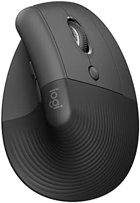 Logitech Lift Vertical Ergonomic Mouse, Wireless, Bluetooth or Logi Bolt USB Receiver, Quiet clicks, 4 Buttons, Compatible with Windows/macOS/iPadOS, Laptop, PC - Graphite (Renewed) by Amazon+Renewed
