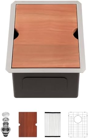 Sarlai 14 Bar Sink Undermount 14 x 19 Inch Workstation Bar Prep Small Sinks by Sarlai