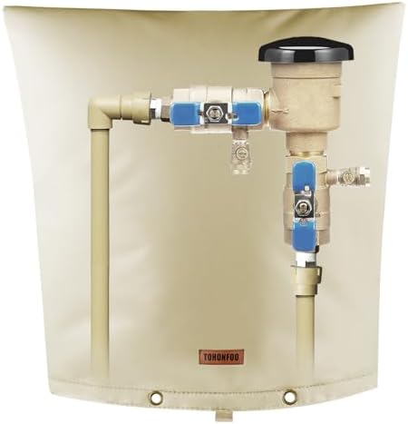 TOHONFOO Backflow Preventer Cover, Pipe Freeze Insulation, 14"Wx14"H, Beige by TOHONFOO