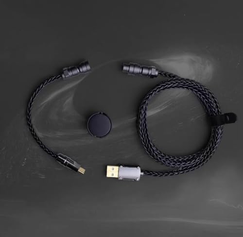 USB C-Coil Gaming Keyboard Black Cable - Silver Plated with Magnetic Nameplate by Unknown