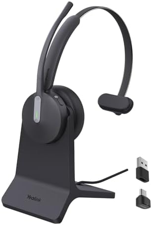 Yealink BH70 Mono Wireless Headset with Mic for Work, Bluetooth Headphone Teams Certified, up to 35h Talk Time, 91g Lightweight Comfort, USB-C to A by RedefineYourWorkplace
