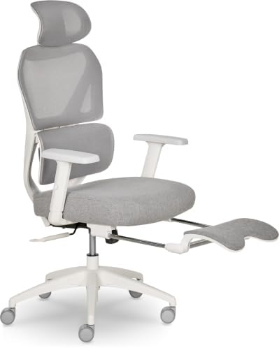 Sharper Image S-850 Heated Ergonomic Mesh Swivel Executive Massage Chair, Light Gray/White by Unknown
