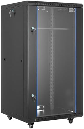 VEVOR 22U Network Cabinet Wall Mount, 23.6 in Depth, 300 lbs Max Load Capacity Server Cabinet Rack Enclosure with Locking Tempered Glass Door, Side Panels, Server Rack for IT Equipment, A/V Devices by VEVOR