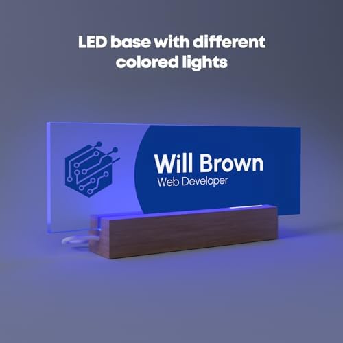EGD Acrylic Desk Name Plate Personalized with Logo I Custom Office Desk Accessories I Custom Name Plate with Color Options I Cute Office Decor (10 x 3.5 Inch) (2. Acrylic with Logo) - Image 6