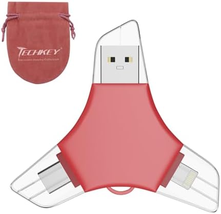 USB Flash Drive 128gb, Techkey® Pen Drive with Silver Polishing Cloth and Velvet Bag Set for Smartphone/Laptop/Pc/Android(Pink) - Image 3