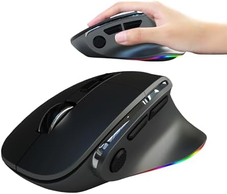 Ergonomic Mouse Jiggler, Large Middle Hands Dual Mode(Bluetooth+USB)Rechargeable Vertical Carpal Tunnel Bluetooth Wireless Mouse for PC/Laptop/Computer/Desktop/Tablet/ipad/Macbook Office Work Gift by SHARESUNSHINE
