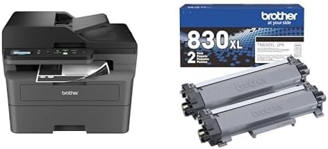 Brother DCPL2640DW Printer and TN830XL 2-Pack Black High Yield Toner by Brother