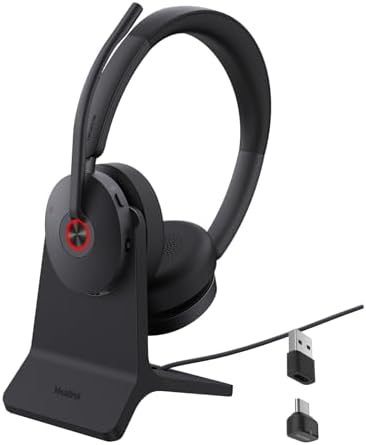 Yealink BH74 AI ANC Wireless Headset with Mic for Work with Charging Dock by RedefineYourWorkplace