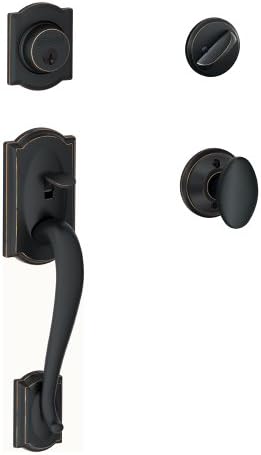 SCHLAGE F60 CAM 716 SIE Camelot Single Cylinder Handle Set and Siena Knob, Aged Bronze by Unknown