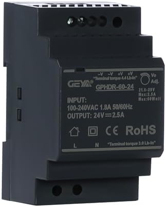 Ultra Slim Step-Shape 3SU DIN Rail Power Supply, 24V 2.5A 60W GPHDR-60-24 for Industrial Automation, Communication Base Stations, Data Centers and Medical Equipment by IGOYE