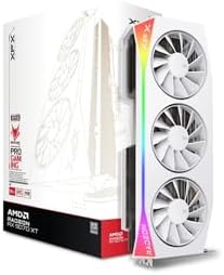 XFX Mercury AMD Radeon RX 9070XT OC Gaming White Edition with RGB 16GB GDDR6, HDMI 3xDP, RDNA 4 RX-97TRGBBW9, Graphics Card, Compatible with Desktop PCs by XFX